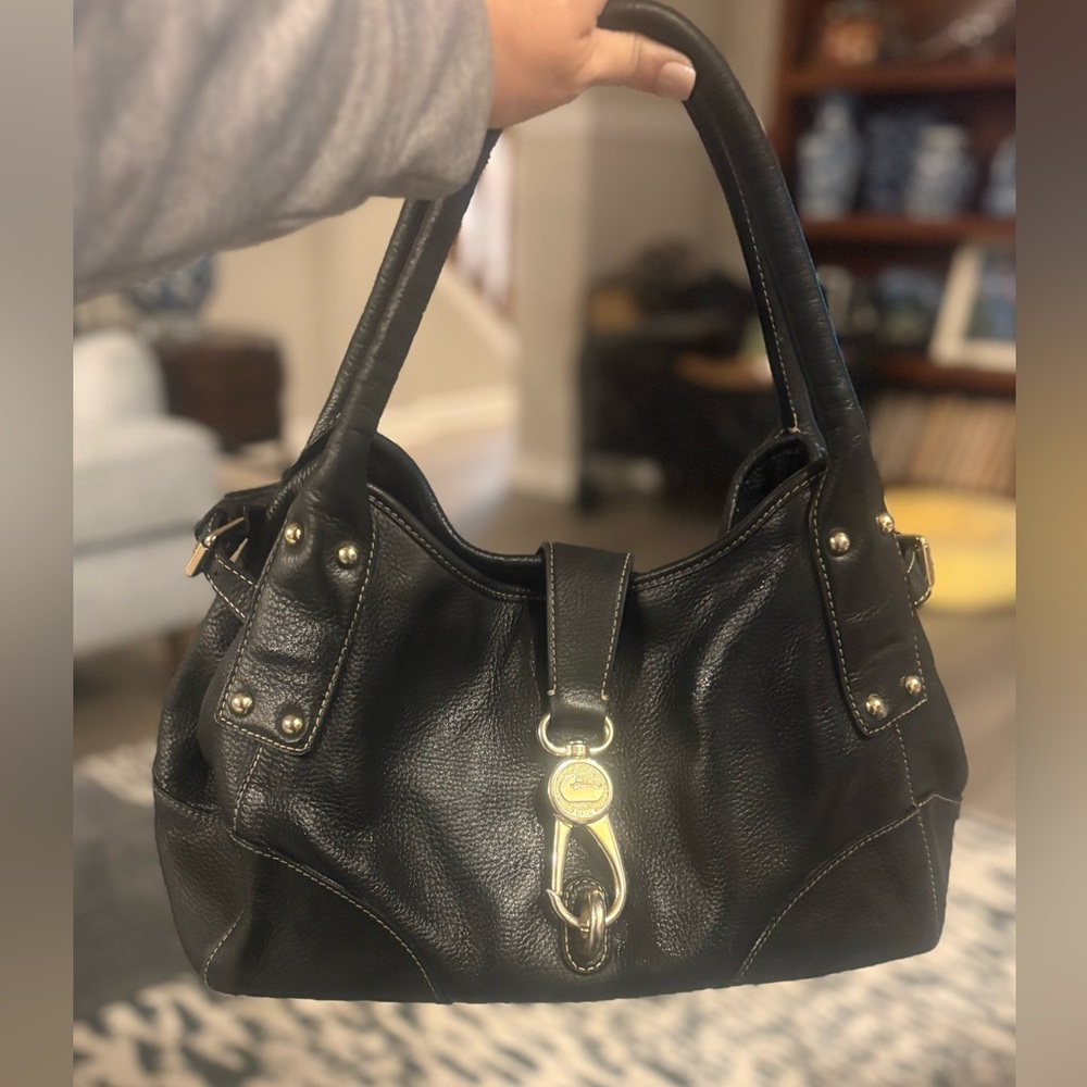 Dooney & Bourke Logo Lock Hobo/Satchel Bag Black Pebbled Leather EUC - Picture 13 of 17